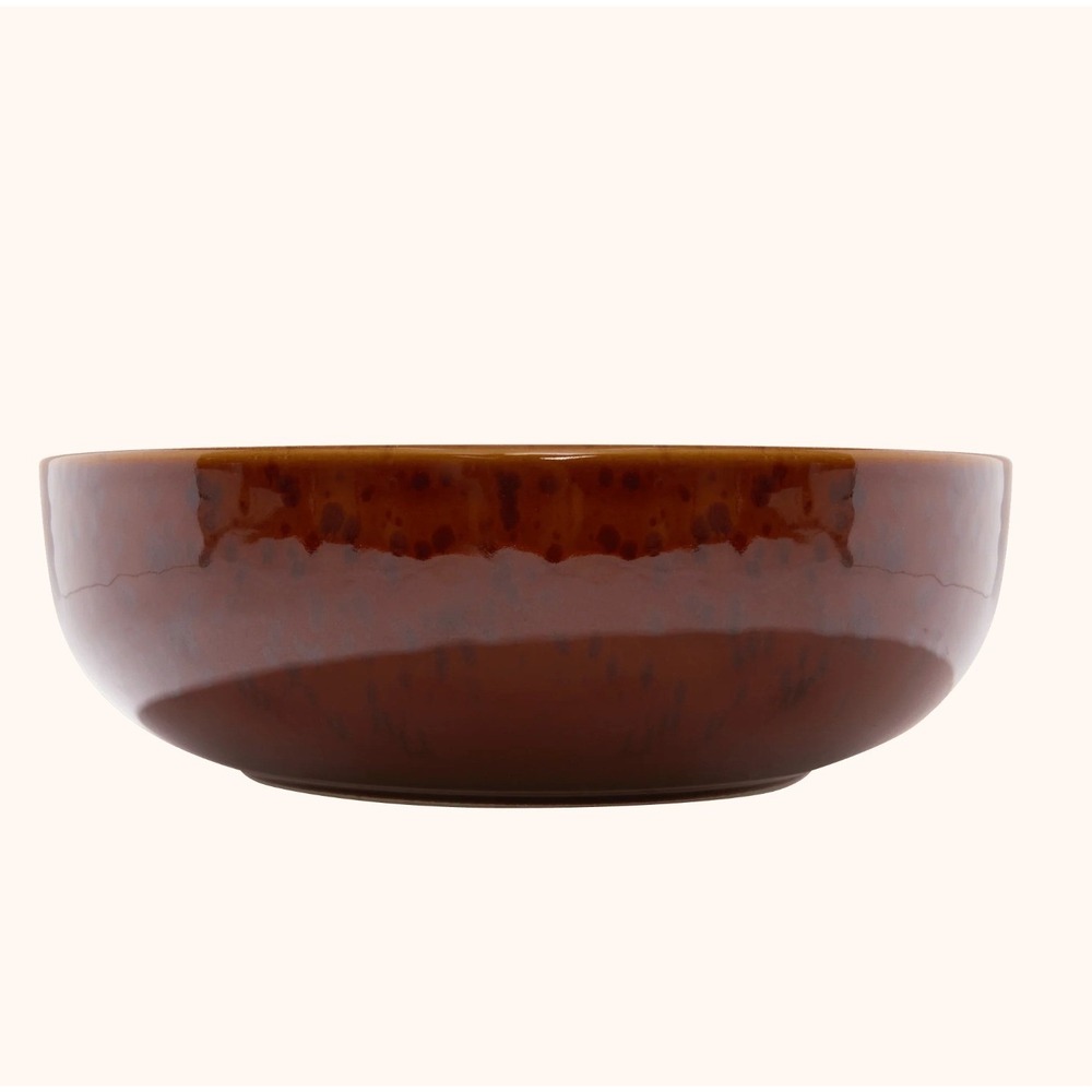 Pretti Cool Tortoiseshell Serving Bowl Ceramic Brown Amber 9.5in - Picture 7 of 7